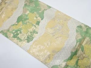 アンティーク　引箔　よろけ横段に草花模様織り出し袋帯（材料）